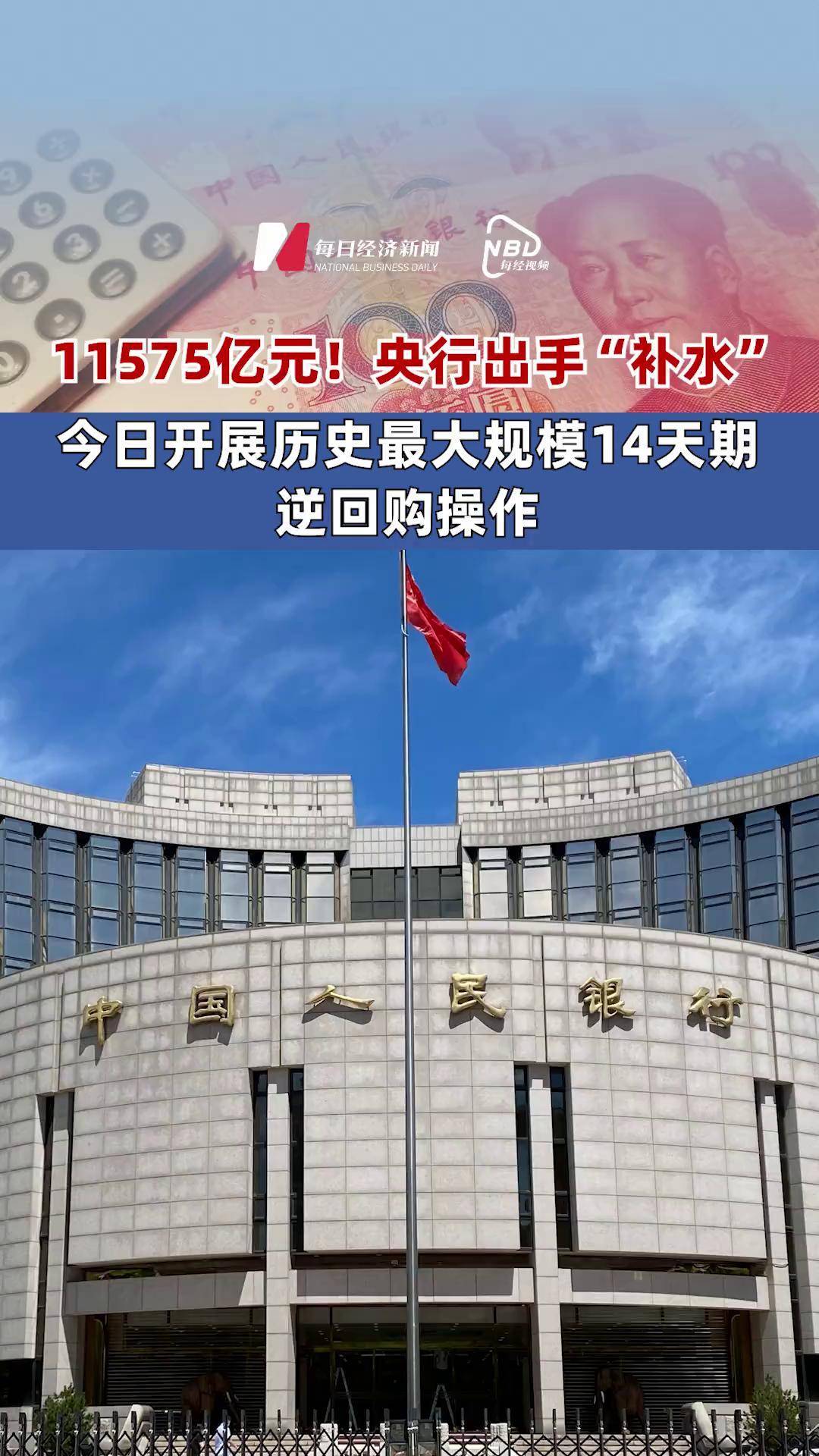 中国央行今日开展5259亿元7天逆回购操作